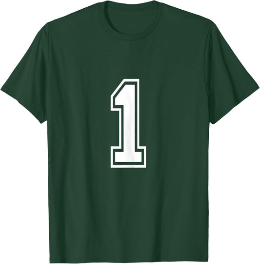 Number 1 Birthday Sports Player Team Numbered Jersey T-Shirt - T-Shirt | Forest