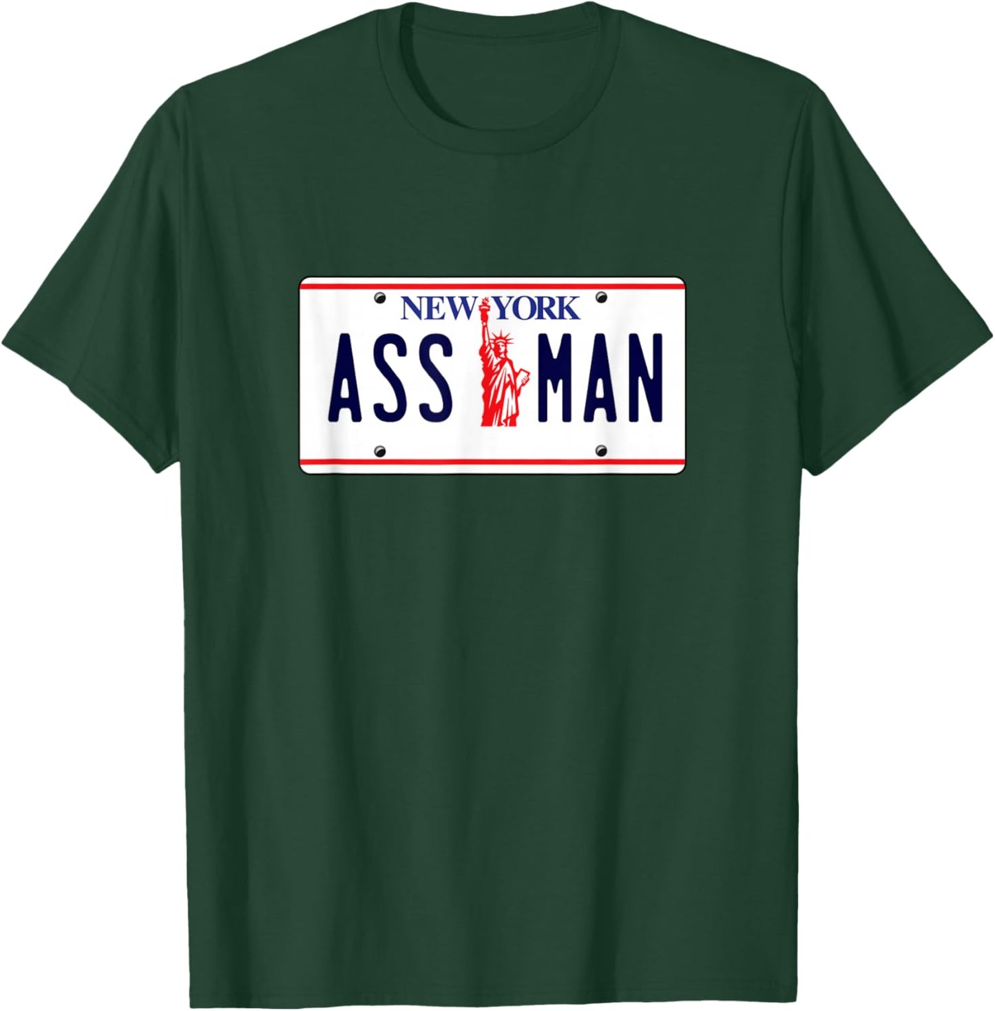 New York ASSMAN ASS MAN License Plate T-Shirt - T-Shirt | Forest