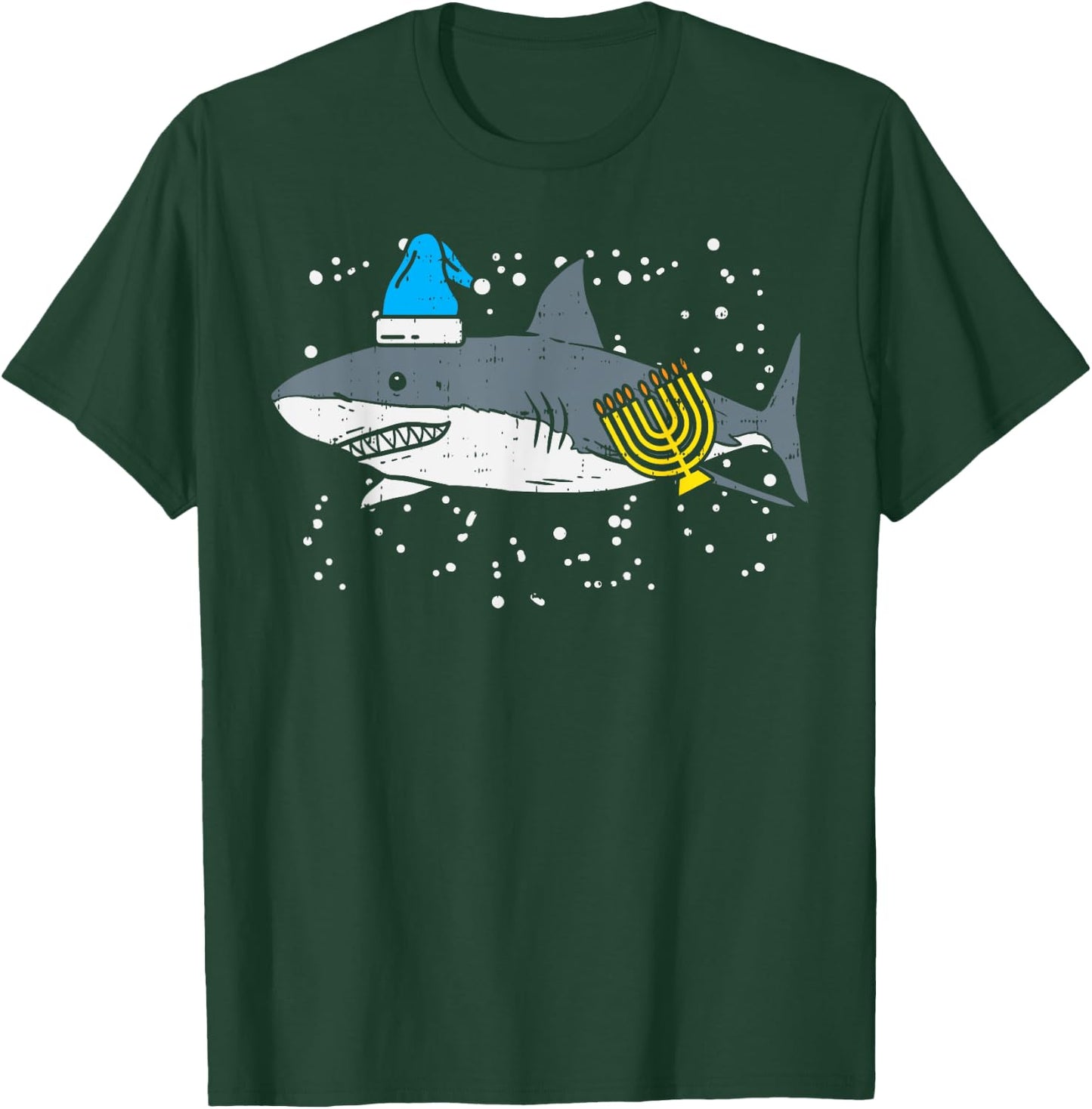 Jewish Shark Menorah Funny Hanukkah Chanukah Animal Gift T-Shirt - T-Shirt | Forest