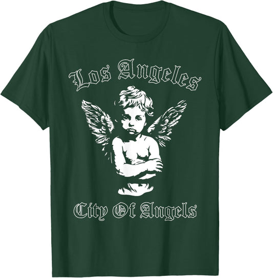 Los Angeles OG Chicano Angel LA California , Small, Black T-Shirt - T-Shirt | Forest