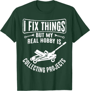 Retro I Fix Things But My Hobby Is Collecting Objects Garage T-Shirt - T-Shirt | Forest