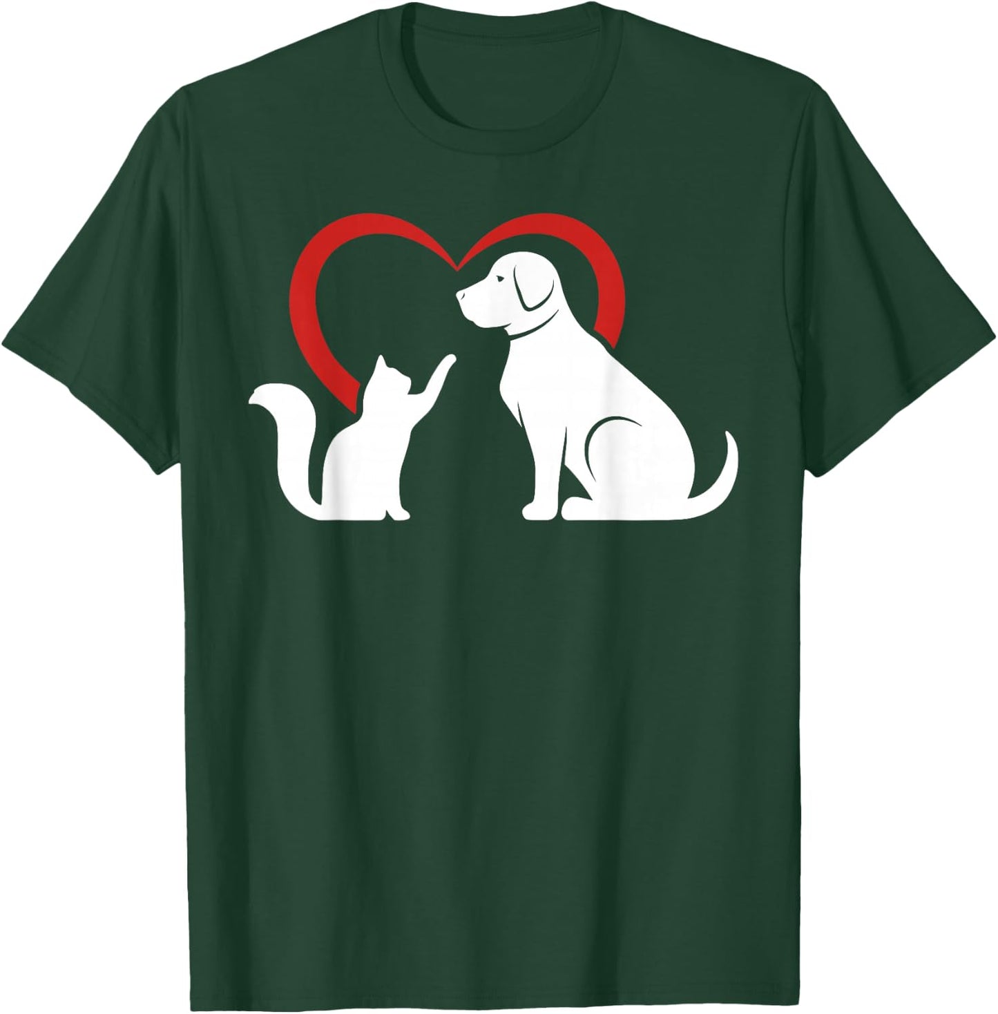 Dog Puppy and Baby Cat Heart - Animal Dog & Cat T-Shirt - T-Shirt | Forest