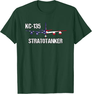 KC135 Stratotanker Air Force Pilot- American Flag Aviation T-Shirt - T-Shirt | Forest