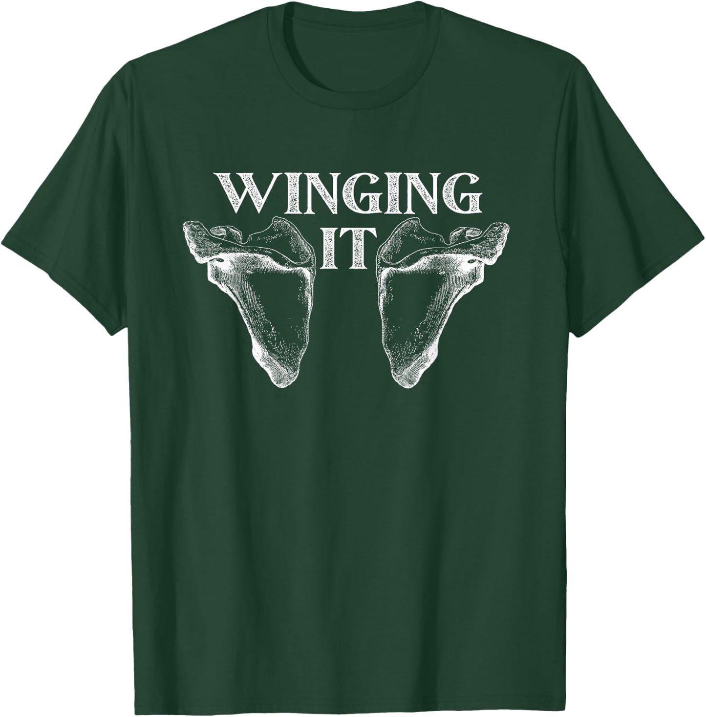 Just winging it, Funny Anatomy pun dad joke T-Shirt - T-Shirt | Forest