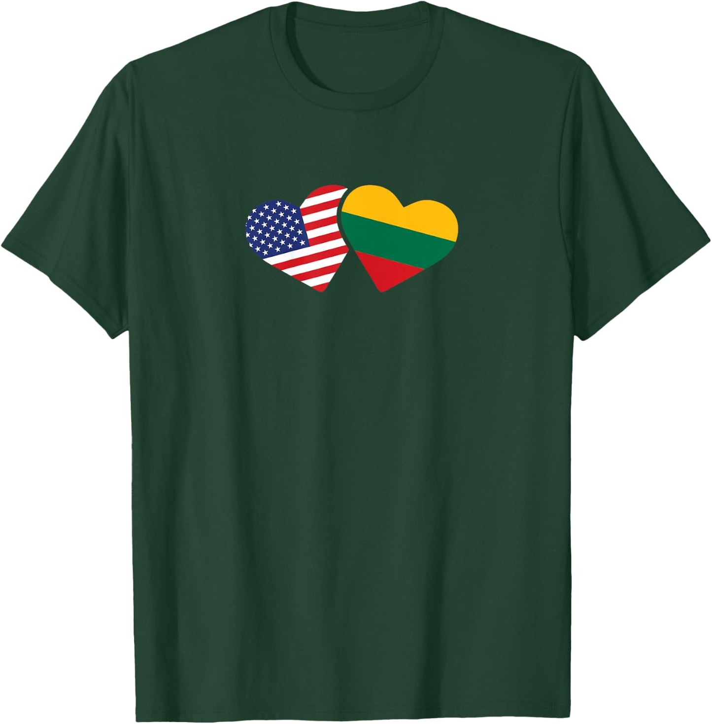 Lithuania USA Flag T Shirt Heart Lithuanian Americans Love T-Shirt - T-Shirt | Forest