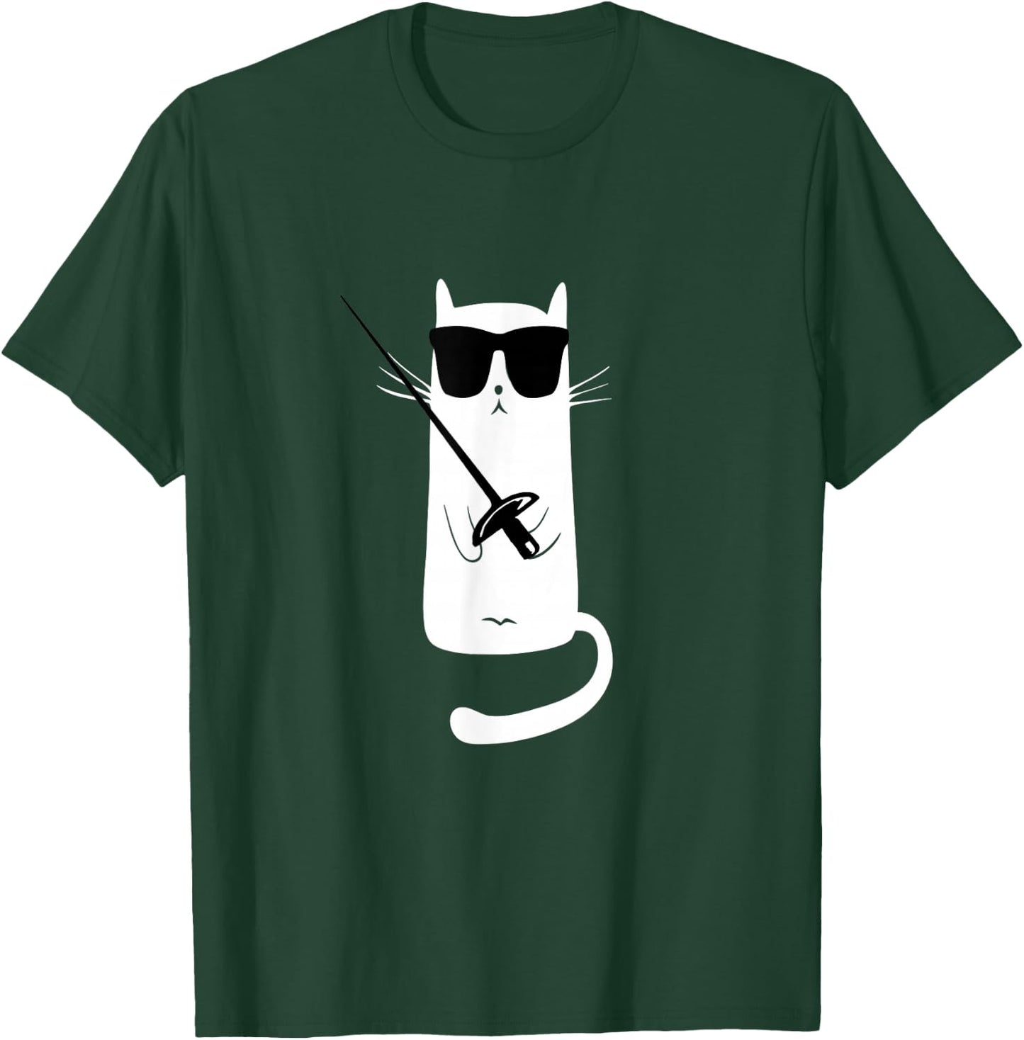 Funny Cat Wearing Sunglasses Fencing T-Shirt - T-Shirt | Forest
