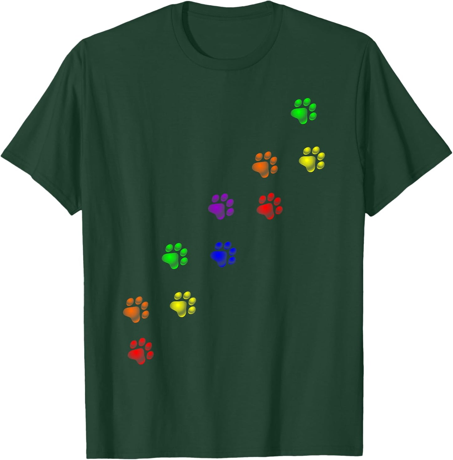 Rainbow Paw Prints Gay Pride Pet Dog Cat Owner Lover Men Women T-Shirt - T-Shirt | Forest