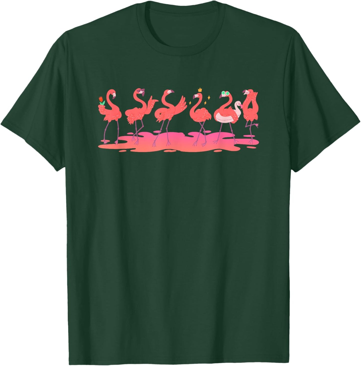 Funny Dancing Flamingo | Flamingos Party T-Shirt - T-Shirt | Forest