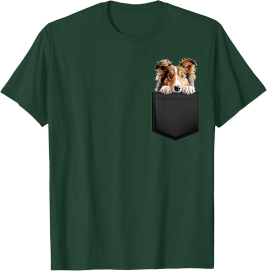 Shetland Sheepdog in Pocket Funny Dog Lover T-Shirt - T-Shirt | Forest