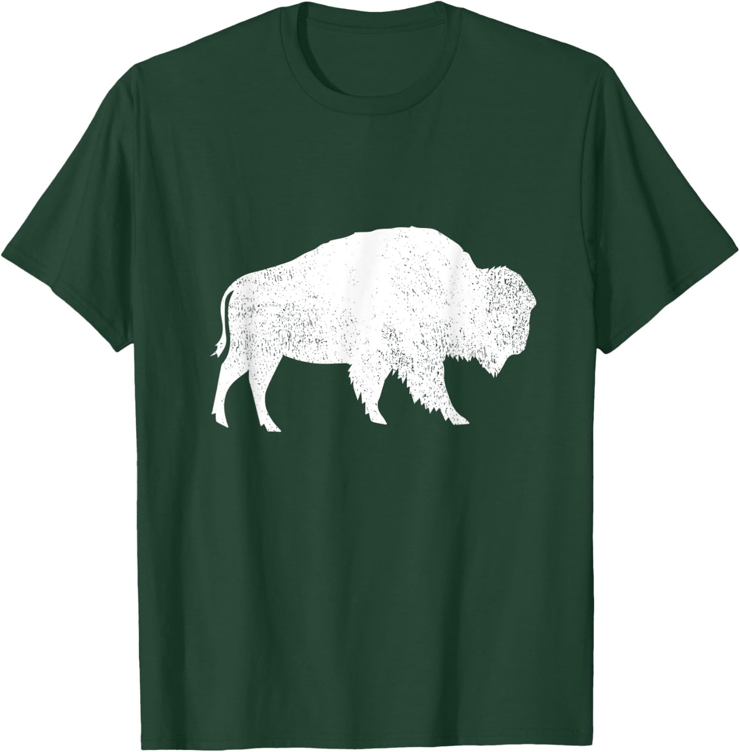 Distressed Bison Silhouette Buffalo Lover Animal T-Shirt - T-Shirt | Forest