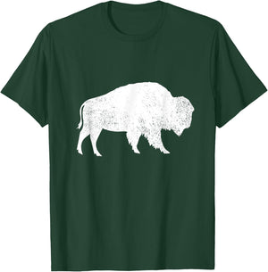 Distressed Bison Silhouette Buffalo Lover Animal T-Shirt - T-Shirt | Forest