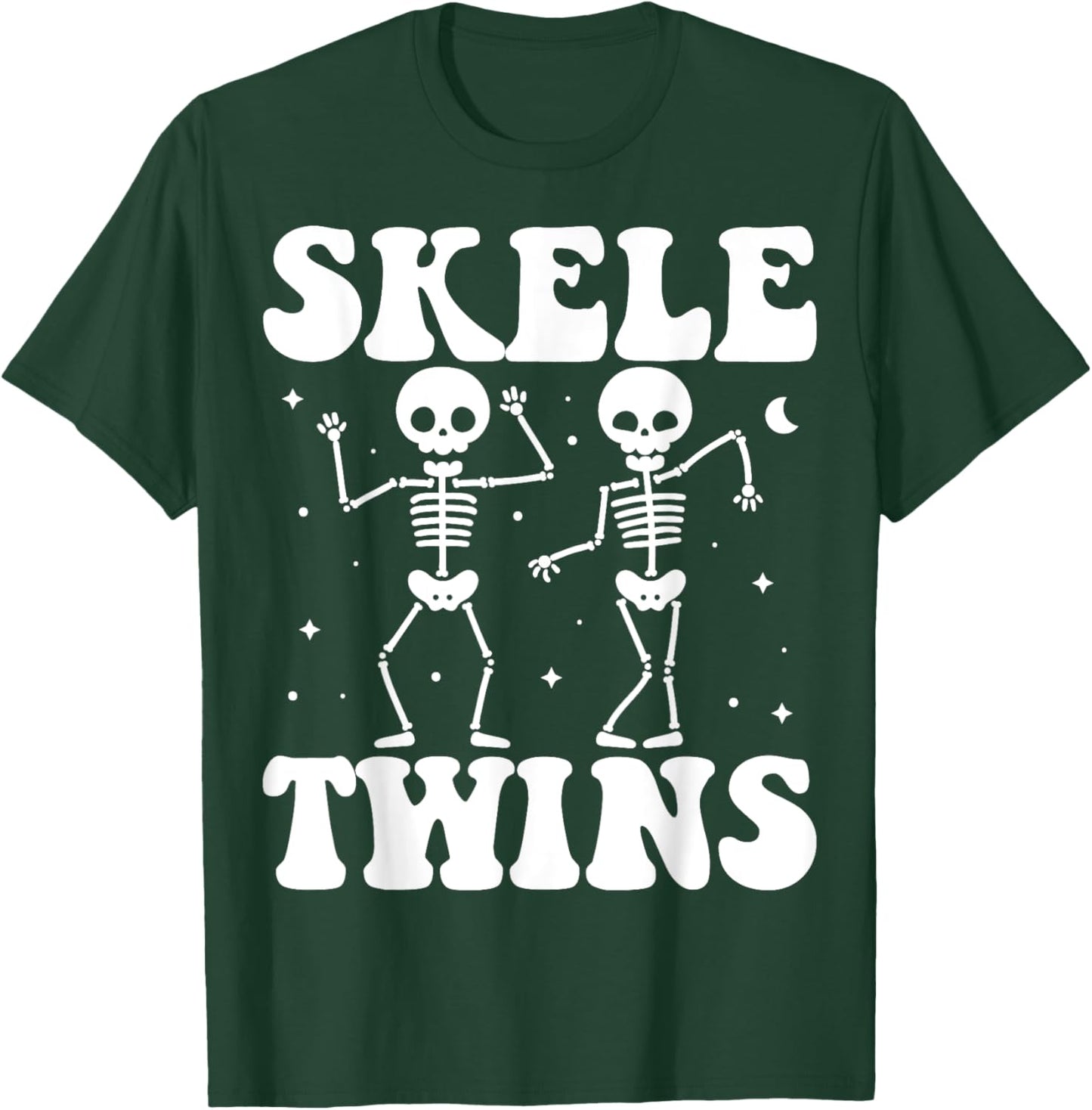 Funny Dancing Skeletons Twins Halloween Matching Skeletwins T-Shirt - T-Shirt | Forest