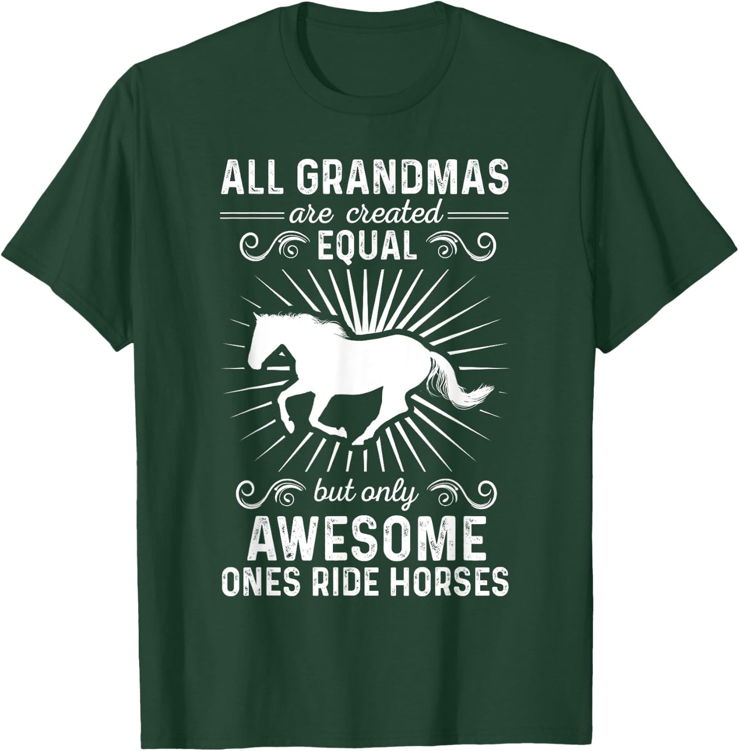 All Awesome Grandmas Ride Horses Gift For Family T-Shirt - T-Shirt | Forest