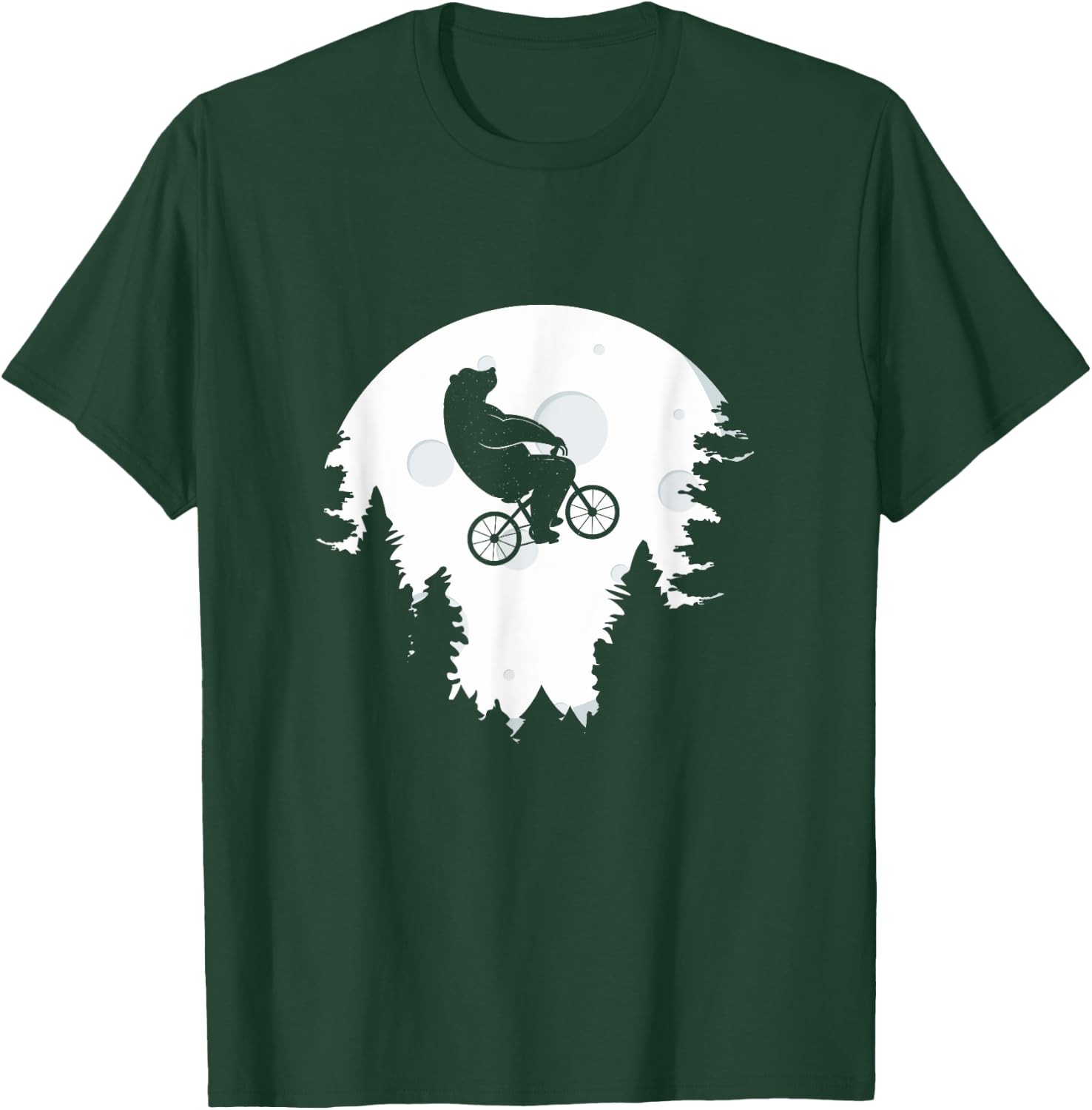 Funny Bear Cycling Mountain Bike Moon Bicycle T-Shirt - T-Shirt | Forest