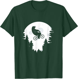 Funny Bear Cycling Mountain Bike Moon Bicycle T-Shirt - T-Shirt | Forest