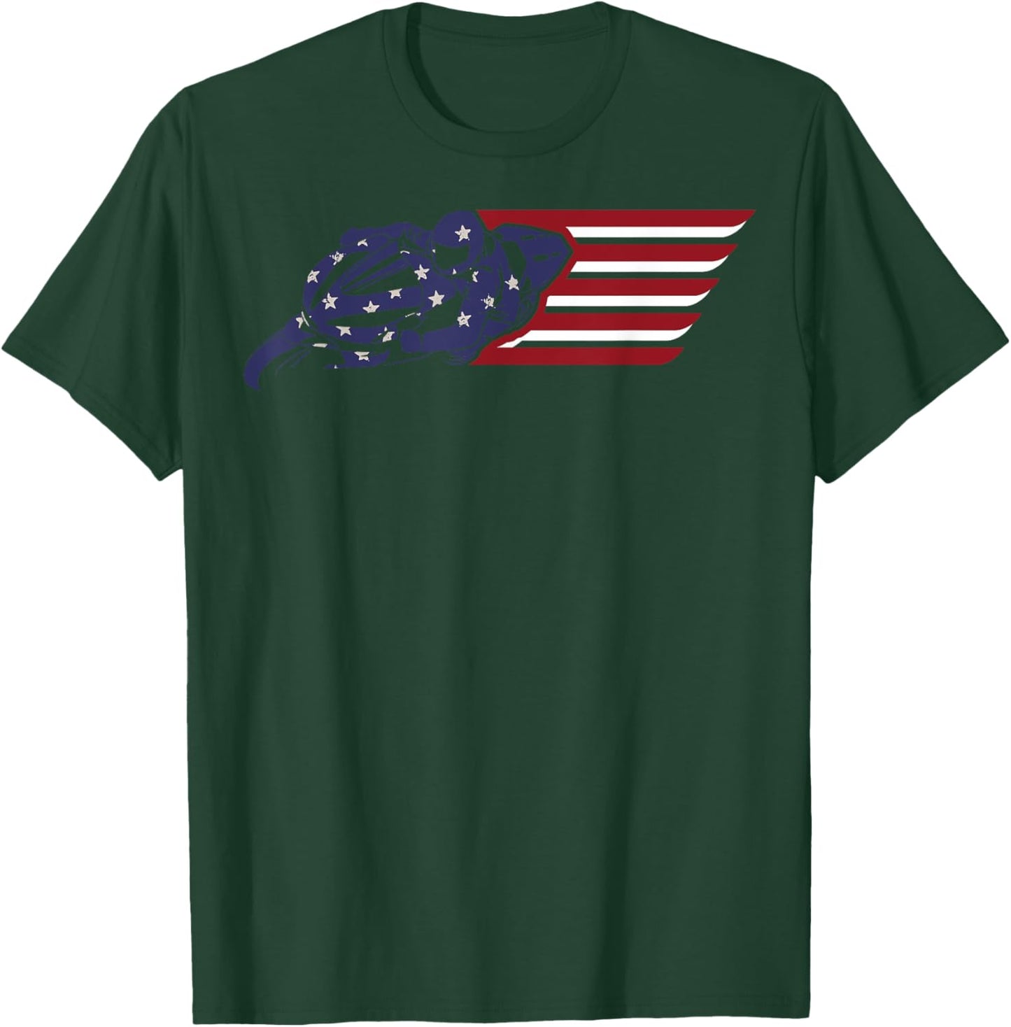 American Flag Super Bike Moto GP 4th of July Dirt Bikers T-Shirt - T-Shirt | Forest
