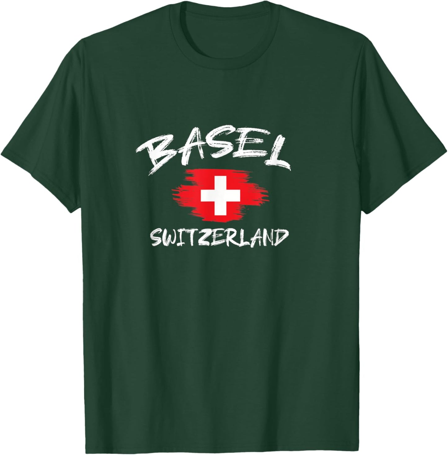 Basel Switzerland Souvenir Swiss Country Flag Brushed T-Shirt - T-Shirt | Forest