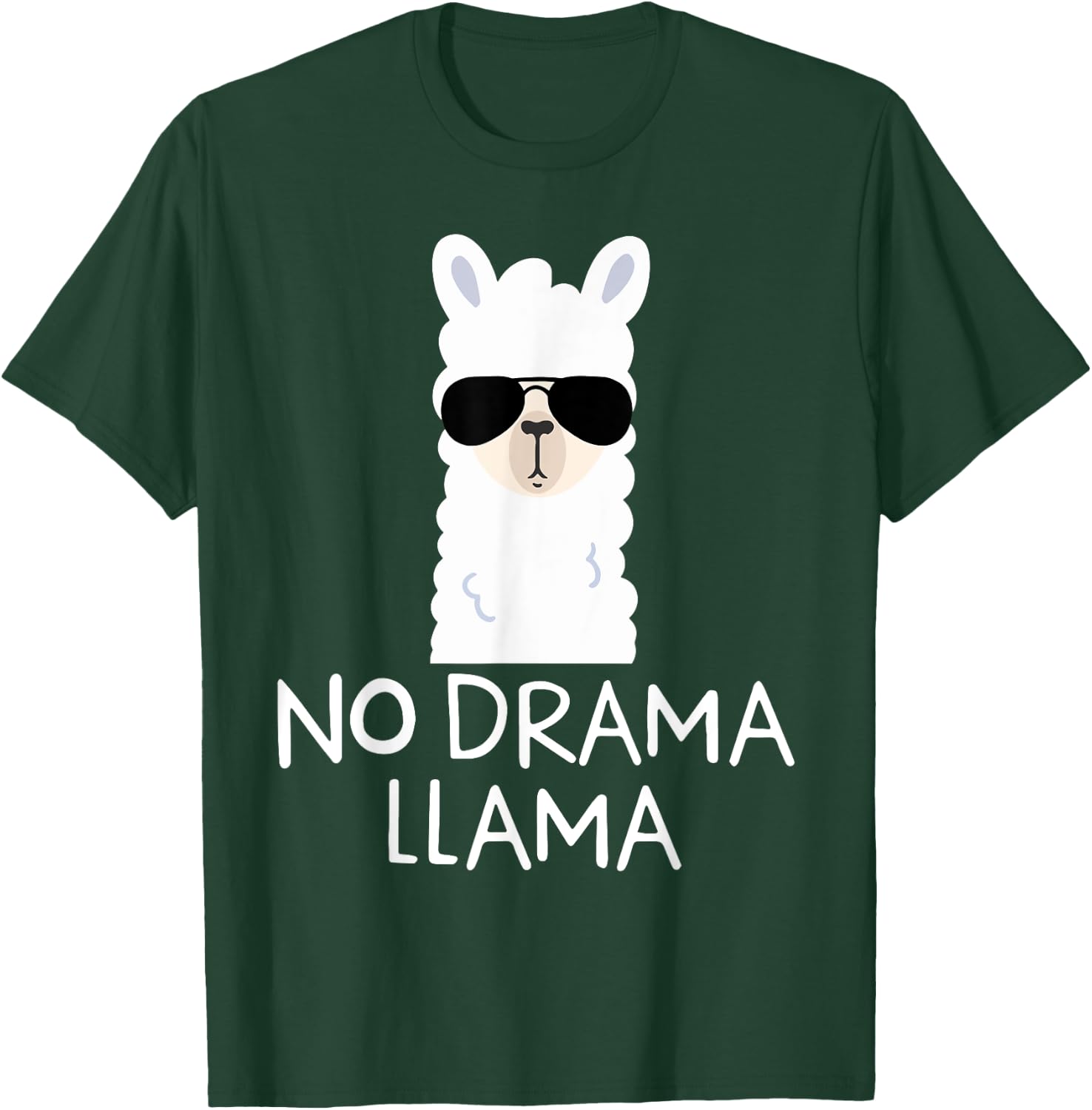 No Drama Llama Alpaca with Sunglasses Llama Lovers Gift T-Shirt - T-Shirt | Forest
