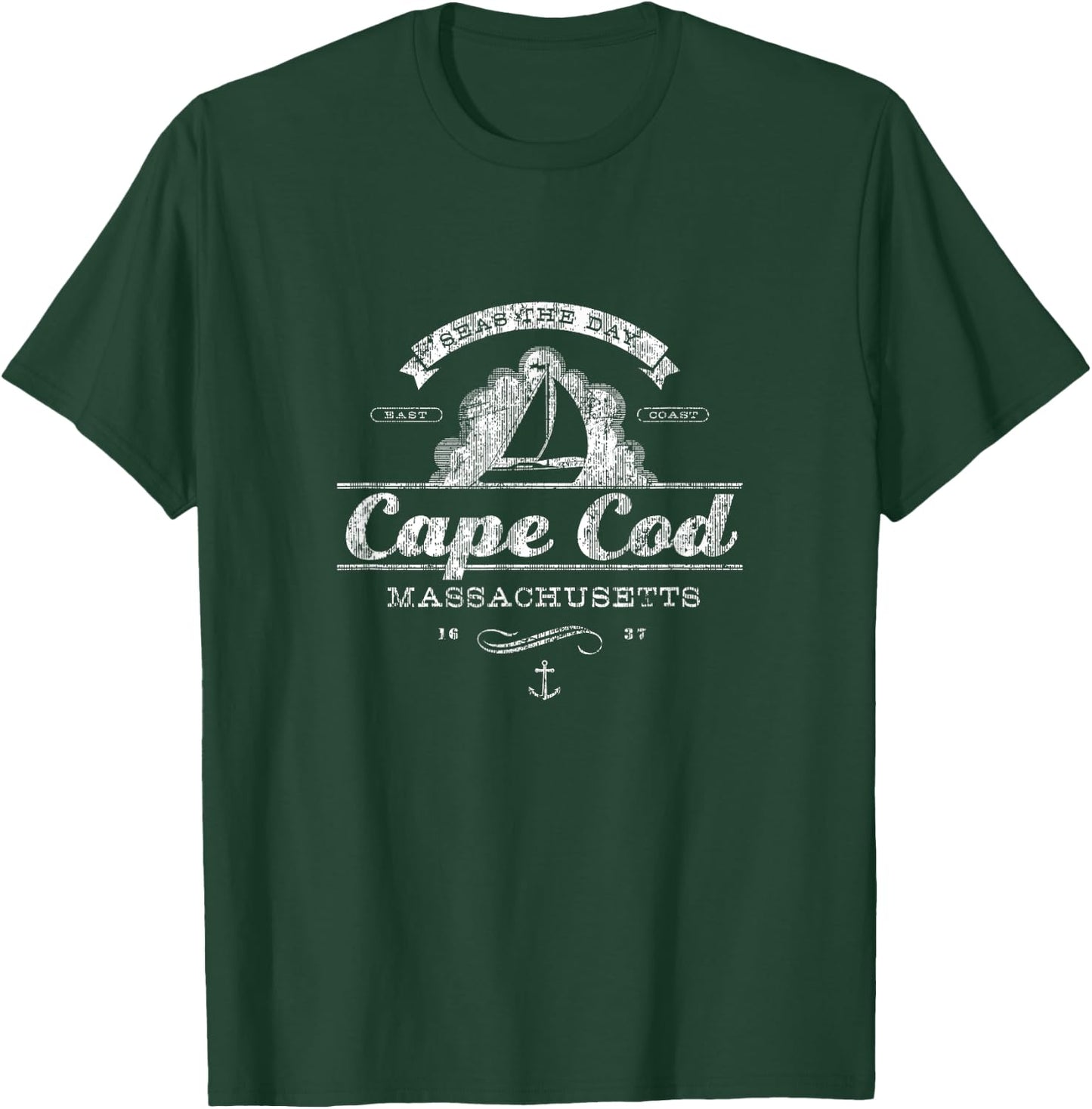 Cape Cod MA Sailboat Vintage Nautical Throwback T-Shirt - T-Shirt | Forest