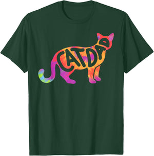 Cat Dad Daddy Father's Day Men Funny Tie Dye Retro Vintage T-Shirt - T-Shirt | Forest