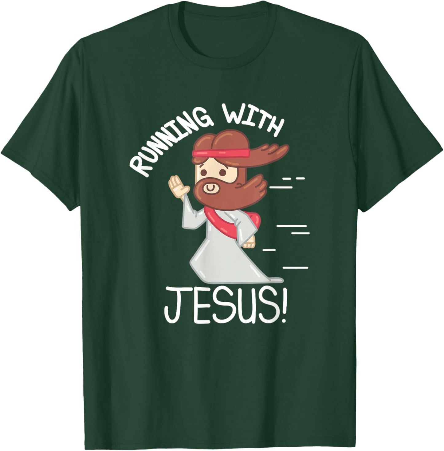 Running With Jesus Christian Faith Runner And Jogging T-Shirt - T-Shirt | Forest