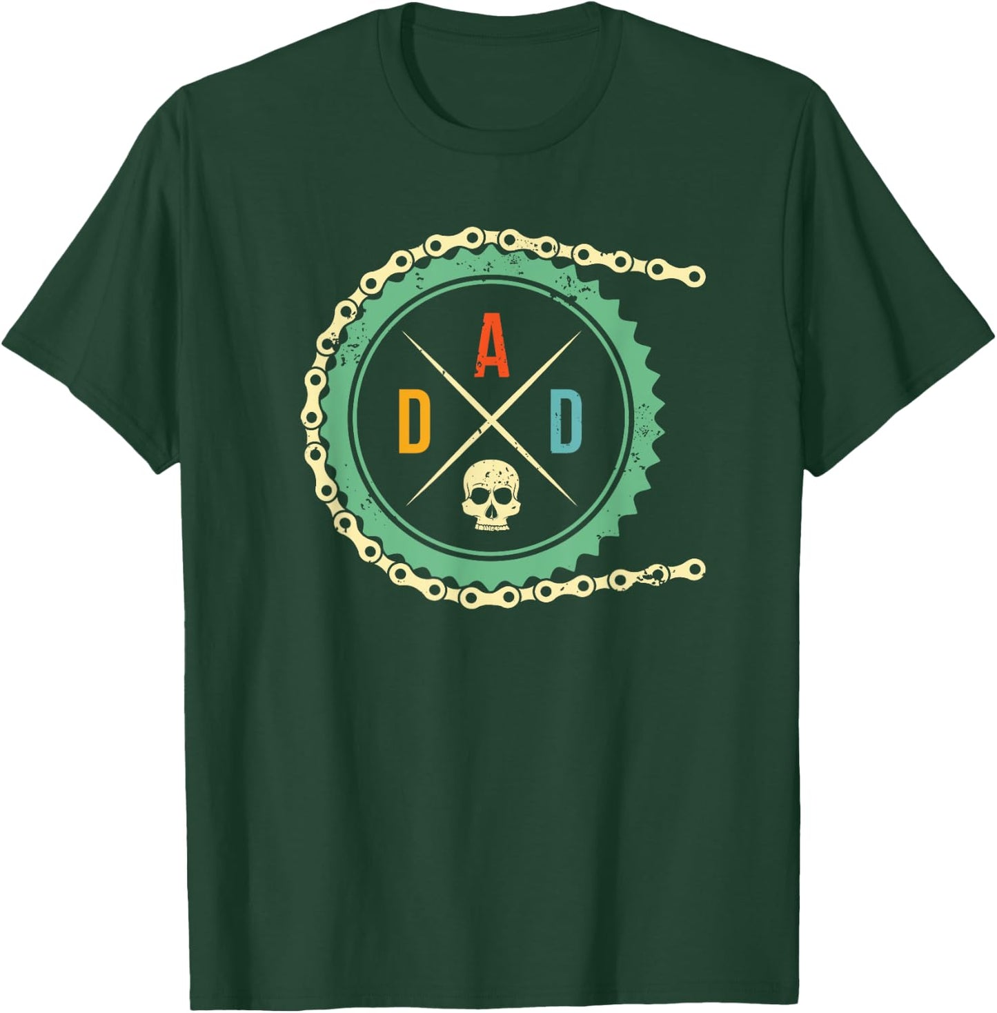 Cool Bike Skull Dad Mountain Biking MTB Riding Cycling Biker T-Shirt - T-Shirt | Forest