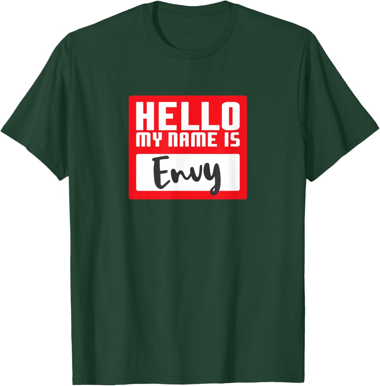 Funny Halloween Costume Hello My Name is Envy Pun Couples T-Shirt - T-Shirt | Forest