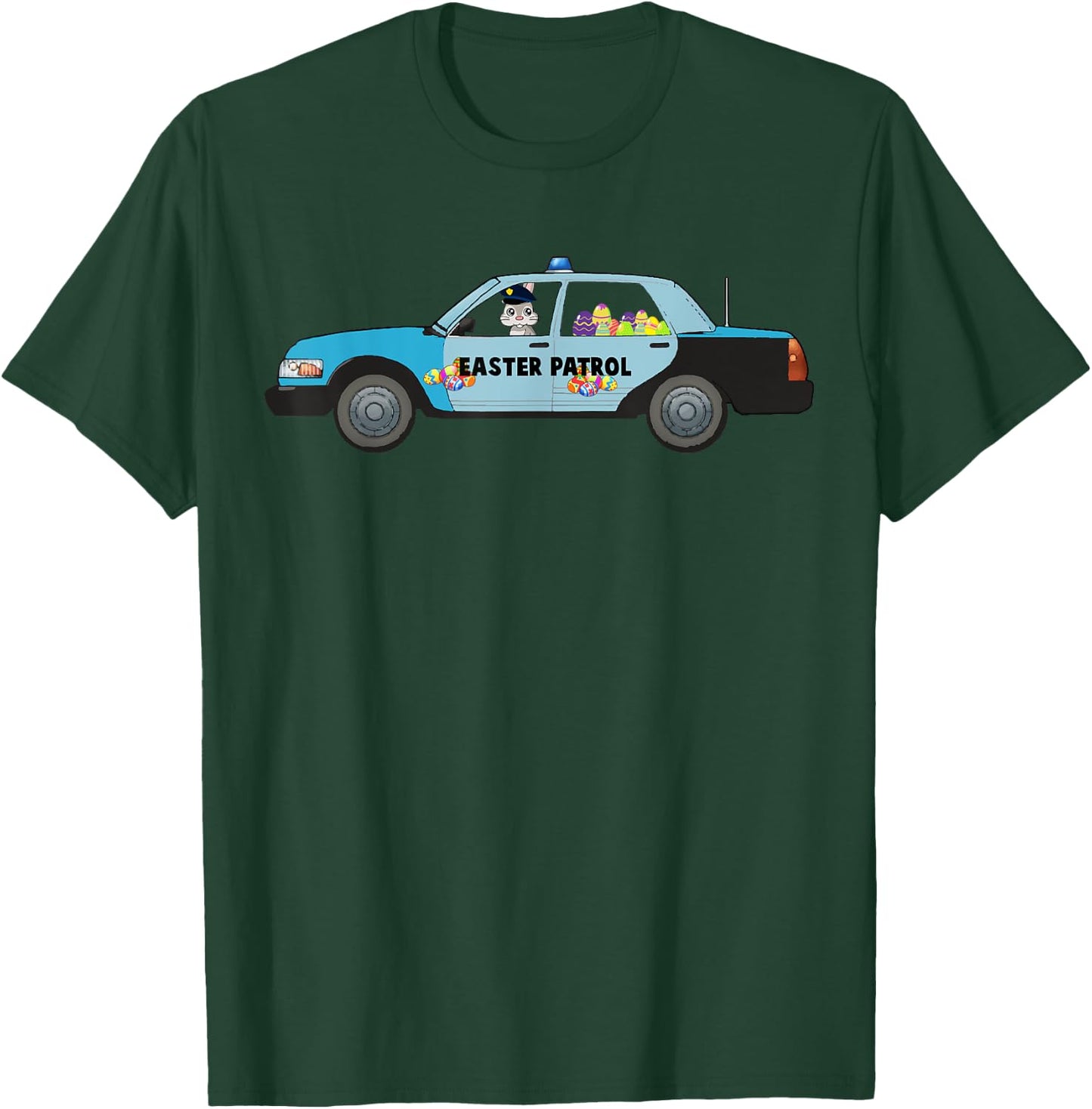Easter Police Eggs Boys Girls Kids Bunny Rabbit Cruiser T-Shirt - T-Shirt | Forest