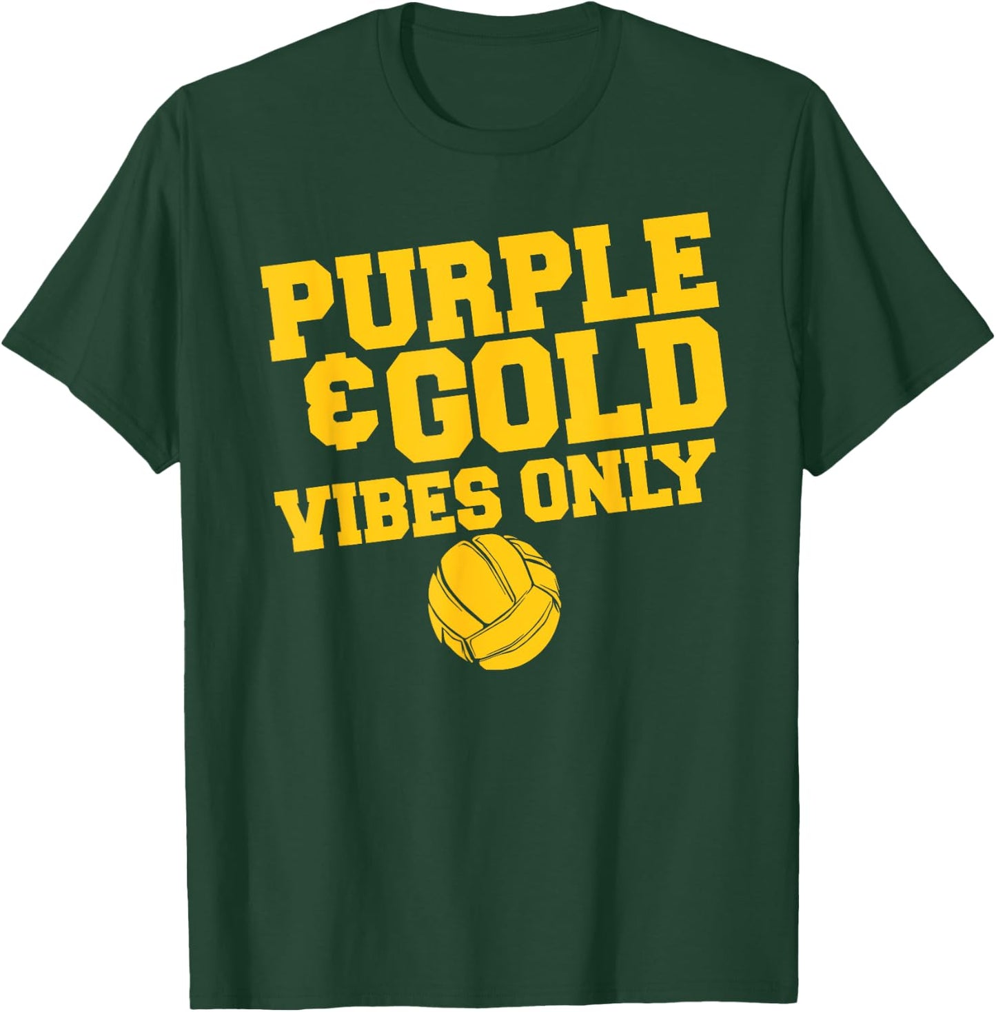 Purple Gold Game Day High School Volleyball Group Team T-Shirt - T-Shirt | Forest