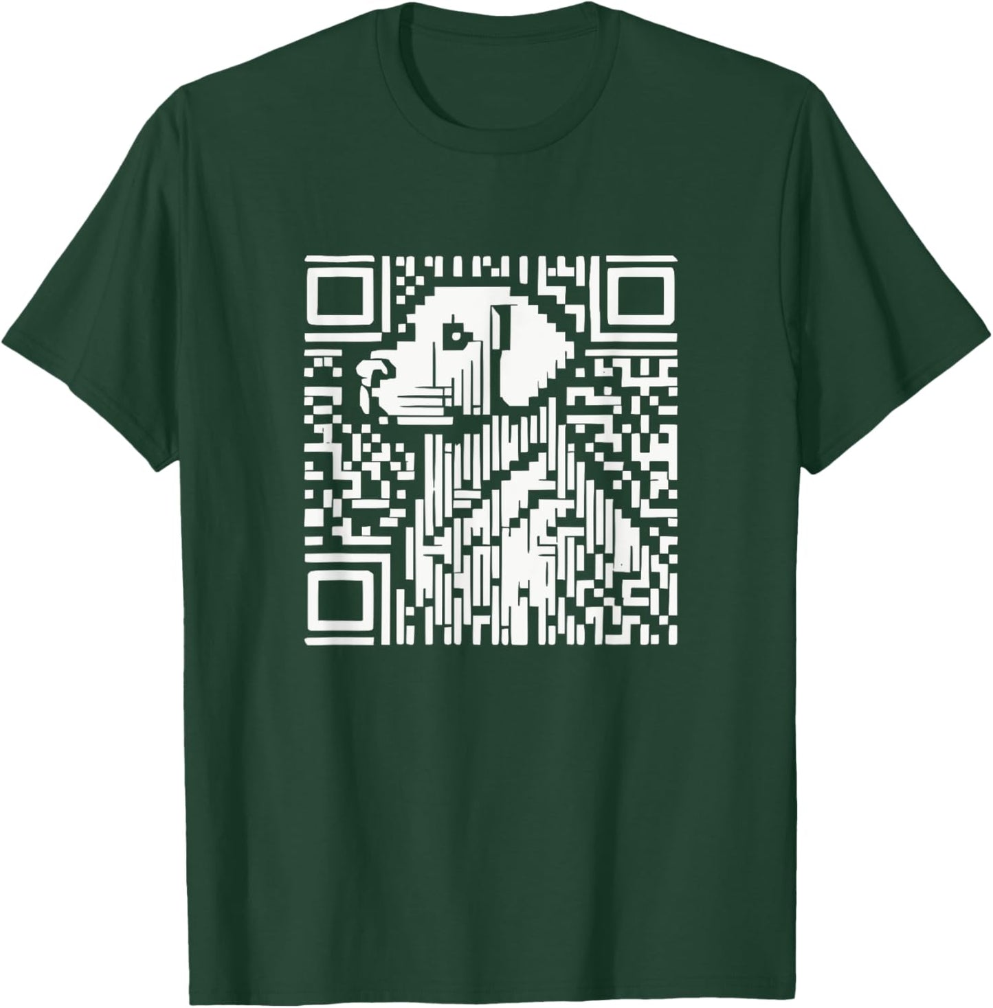 Pixelated QR Dog Code T-Shirt - T-Shirt | Forest