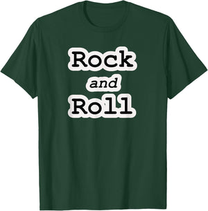 Rock and Roll Music Black and White Design Writing T-Shirt - T-Shirt | Forest