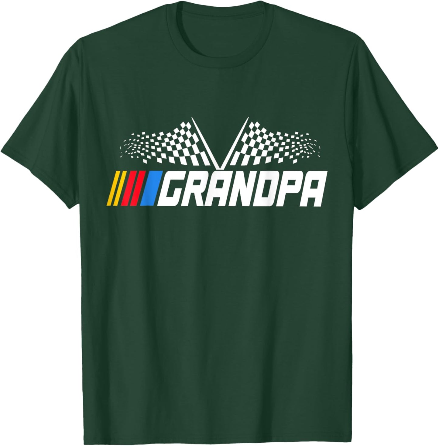 Grandpa Race Car Fan Checkered Flag funny Grandpa's Race Day T-Shirt - T-Shirt | Forest
