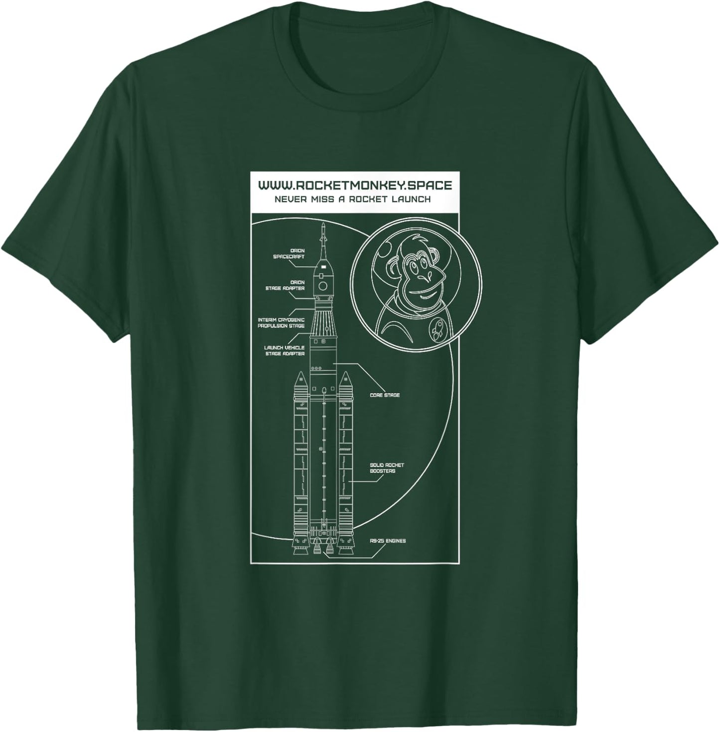 Rocket Monkey Rocket Design T-Shirt - T-Shirt | Forest