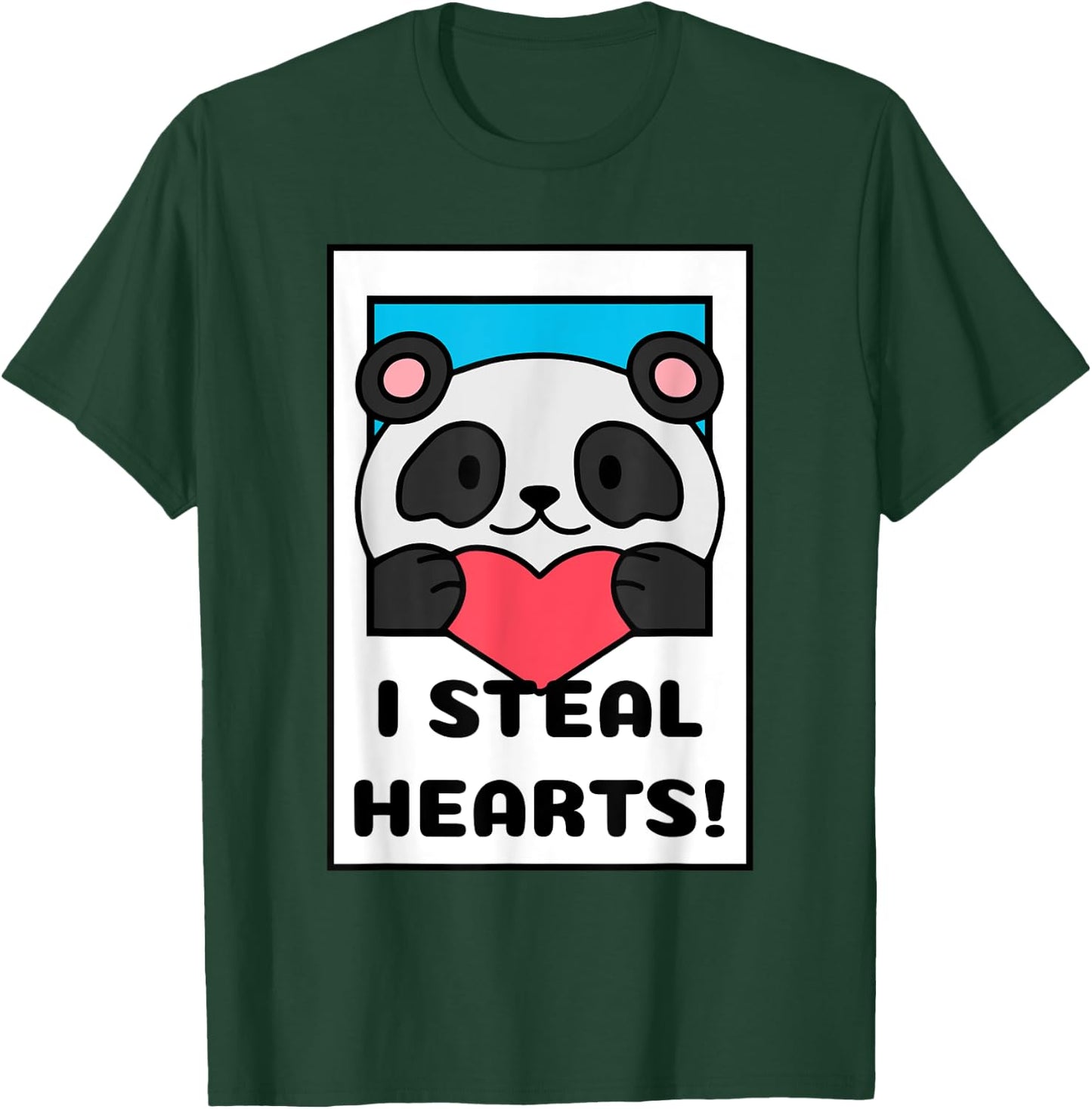 I Steal Hearts | Cute Adorable Heart Panda T-Shirt - T-Shirt | Forest