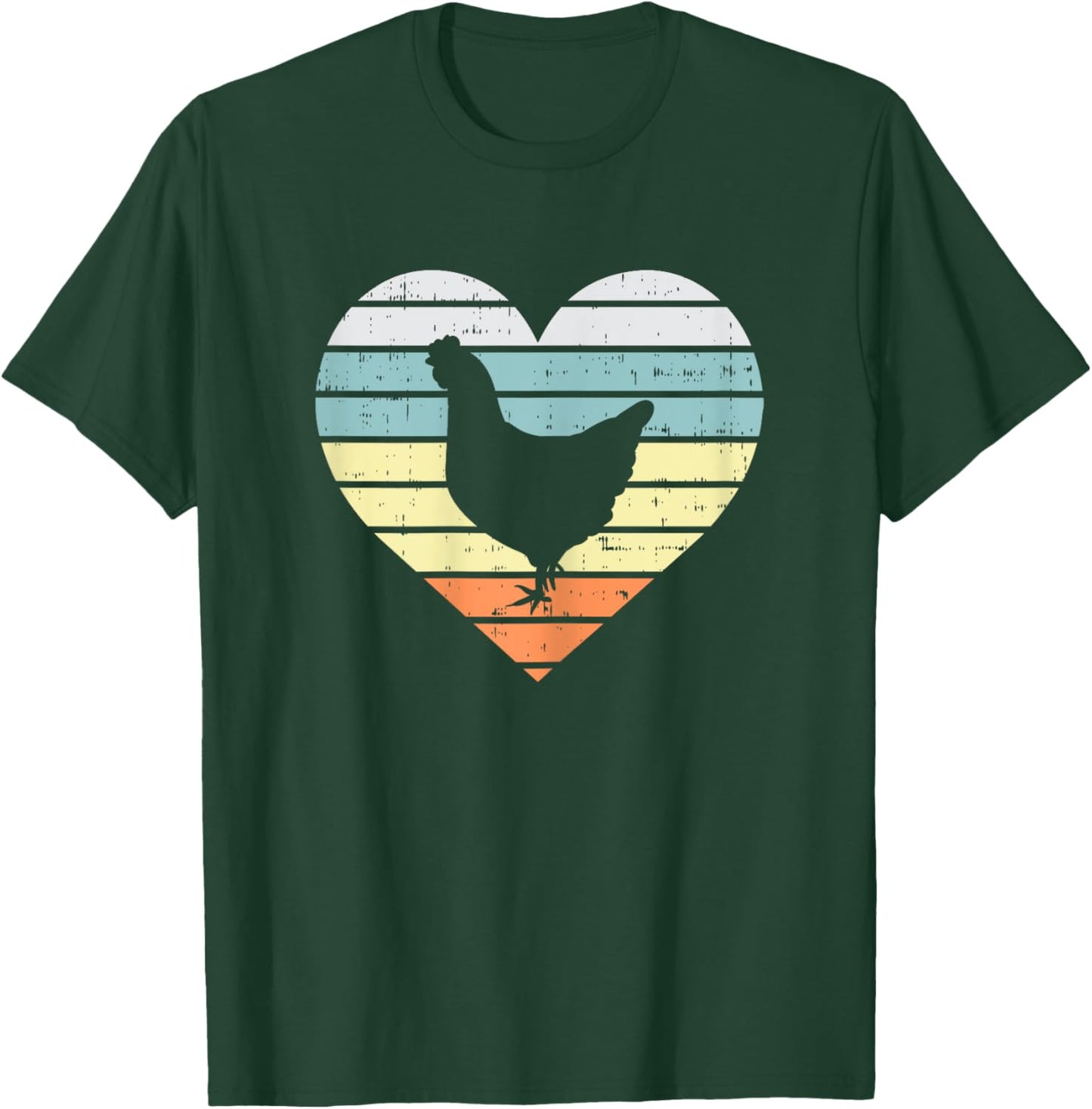 Chicken Heart Retro Farm Animal Farming Country Farmer Gift T-Shirt - T-Shirt | Forest