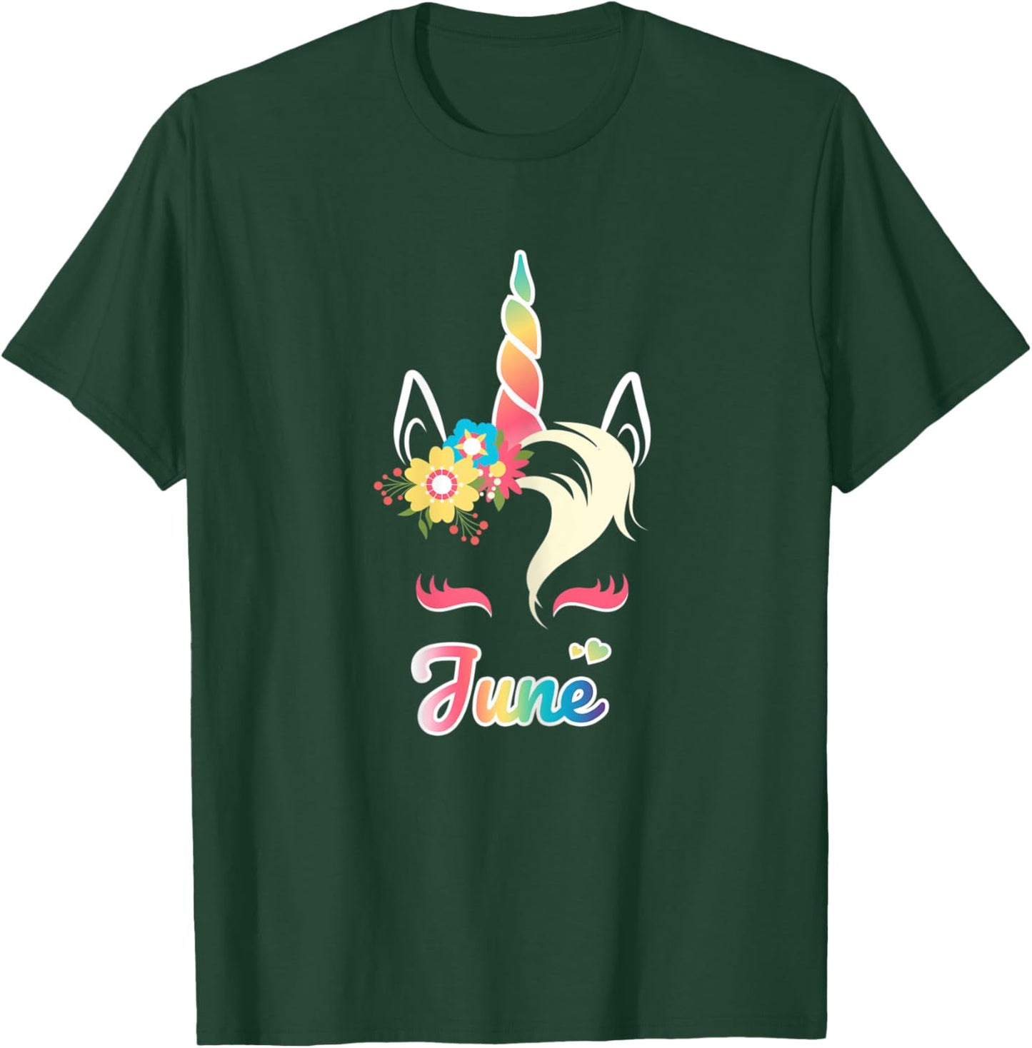 Rainbow Unicorn June apparel Custom Name Gift girls T-Shirt - T-Shirt | Forest