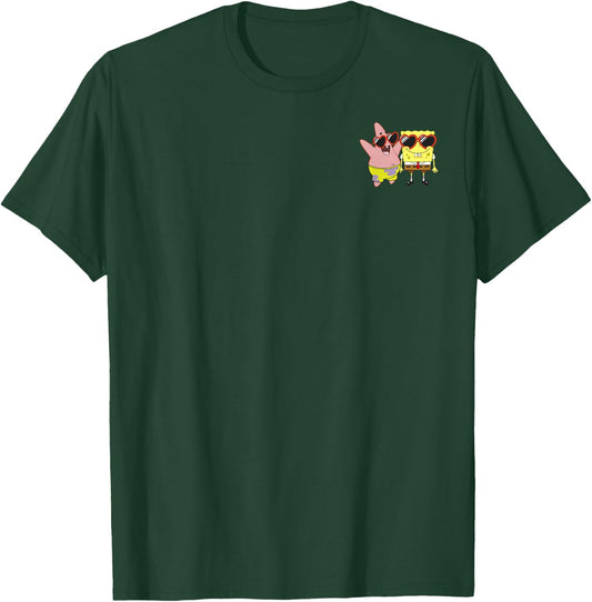 SpongeBob SquarePants Patrick Star Heart Glasses Left Chest T-Shirt - T-Shirt | Forest