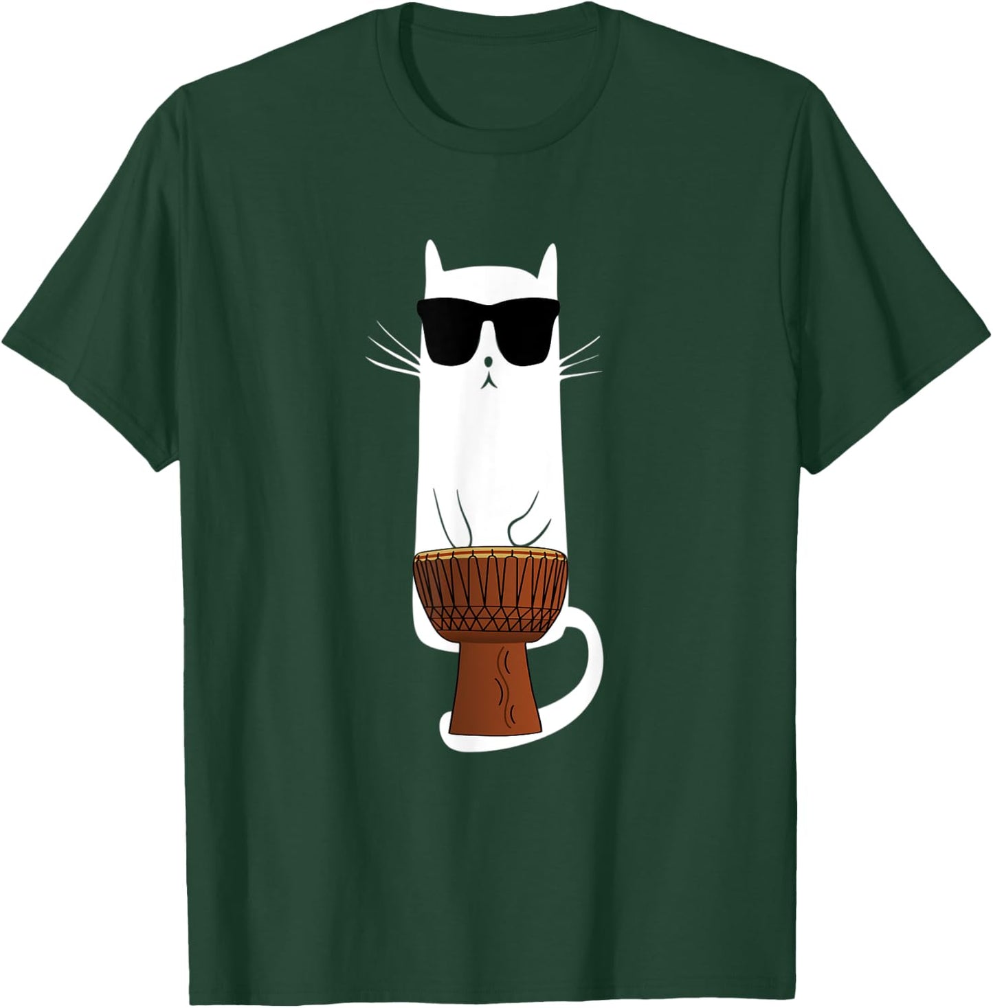 Funny Cat Wearing Sunglasses Playing Bongo's Women Kids T-Shirt - T-Shirt | Forest