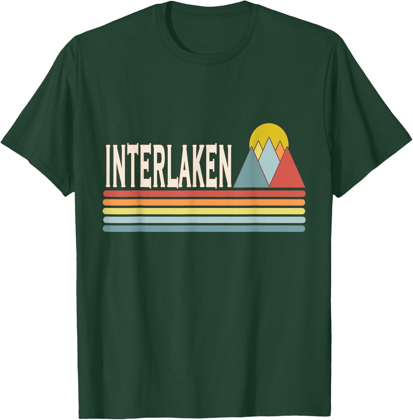 Retro style Interlaken Switzerland outdoors T-Shirt - T-Shirt | Forest