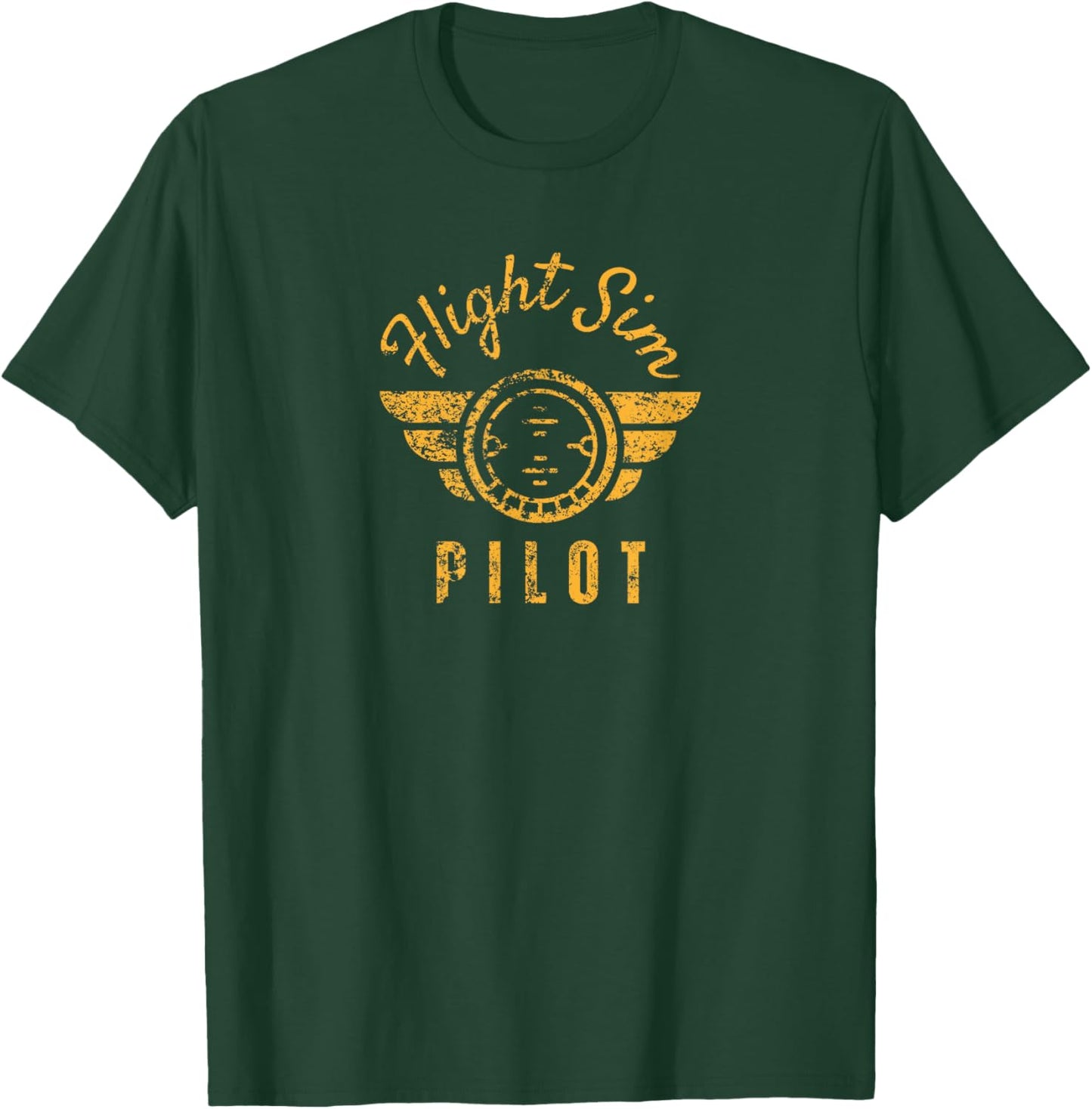 Aviation Flight Sim Apperal Retro Pilot - -Adults - Black - Small - Short Sleeve - Classic Fit - Cotton & Polyester Blend T-Shirt - T-Shirt | Forest