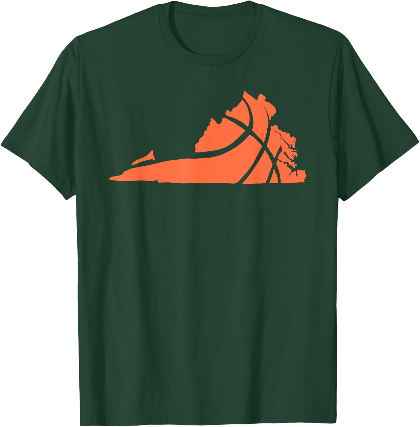 State of Virginia Basketball Design Graphic T-Shirt - T-Shirt | Forest