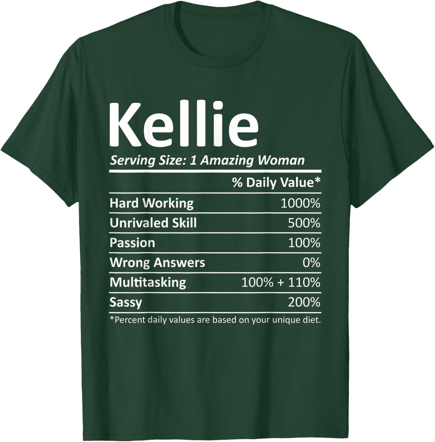 KELLIE Nutrition Personalized Name Funny Christmas Gift T-Shirt - T-Shirt | Forest