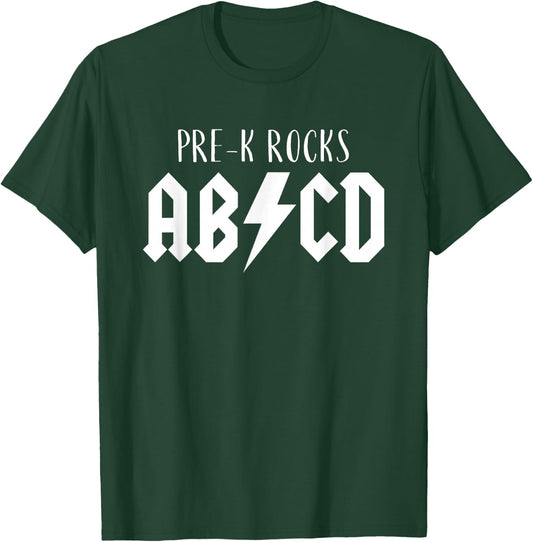 Pre K Rocks Prek Teacher Back to School Funny ABCD Rock T-Shirt - T-Shirt | Forest