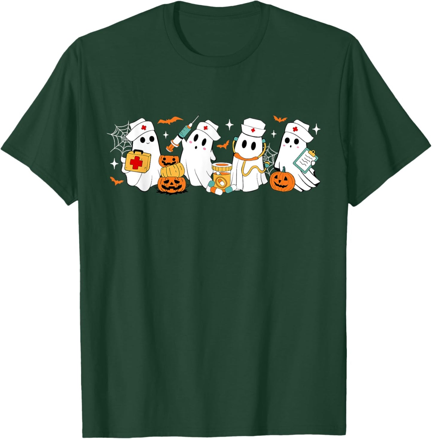 Retro Boo Boo Crew Nurse Funny Ghost Women Halloween Nurse T-Shirt - T-Shirt | Forest