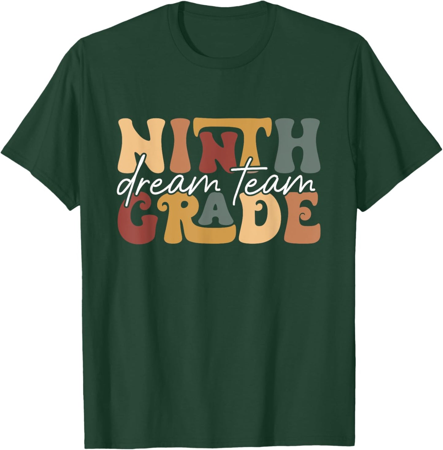 Retro Ninth Grade Dream Team Groovy Teacher Back to School T-Shirt - T-Shirt | Forest