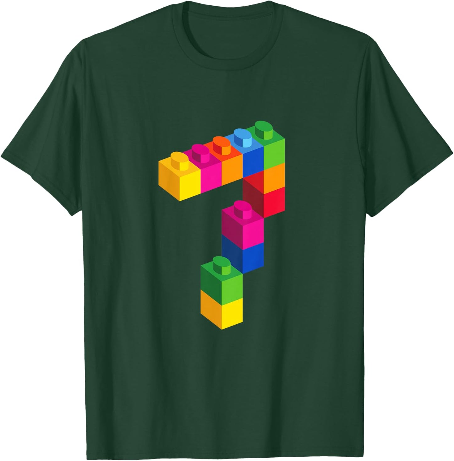 7 Year Old Building Blocks Birthday T Shirt Bricks 7th Gift T-Shirt - T-Shirt | Forest