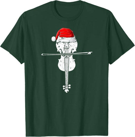Violin Santa Hat Christmas Xmas T-Shirt - T-Shirt | Forest