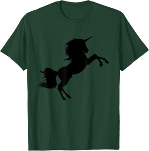 Unicorn Horse, Black Hidden Design Silhouette T-Shirt - T-Shirt | Forest