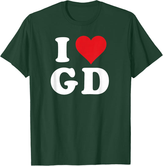 I Love GD Initials I Heart G.D. First Last Name G D T-Shirt - T-Shirt | Forest