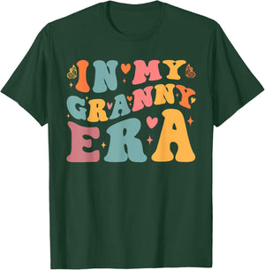 In My Granny Era Pregnancy Announcement Grandma Mother's Day , Small, Black T-Shirt - T-Shirt | Forest